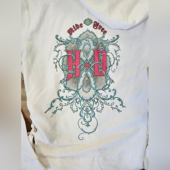 Harley-Davidson White Hoodie with Graphic Design - Picture 6 of 6